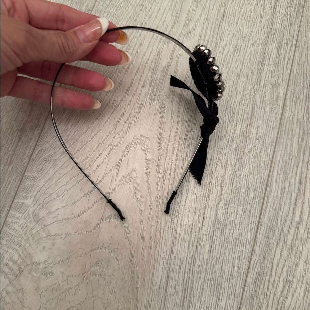 Elegant Black Headband with Silver Accents